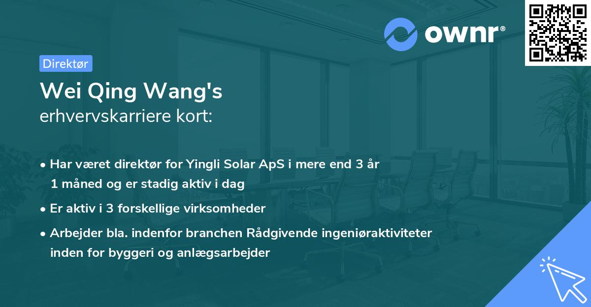 Wei Qing Wang's erhvervskarriere kort