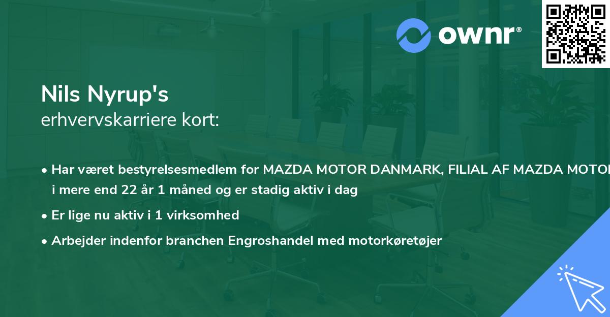 Nils Nyrup's erhvervskarriere kort