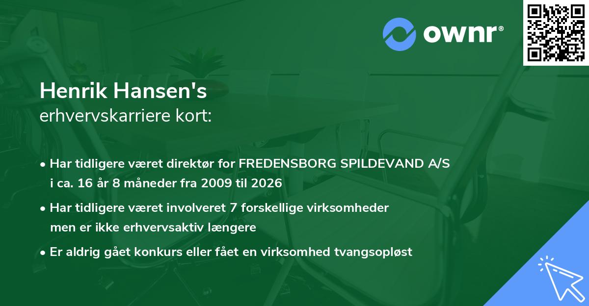 Henrik Hansen's erhvervskarriere kort