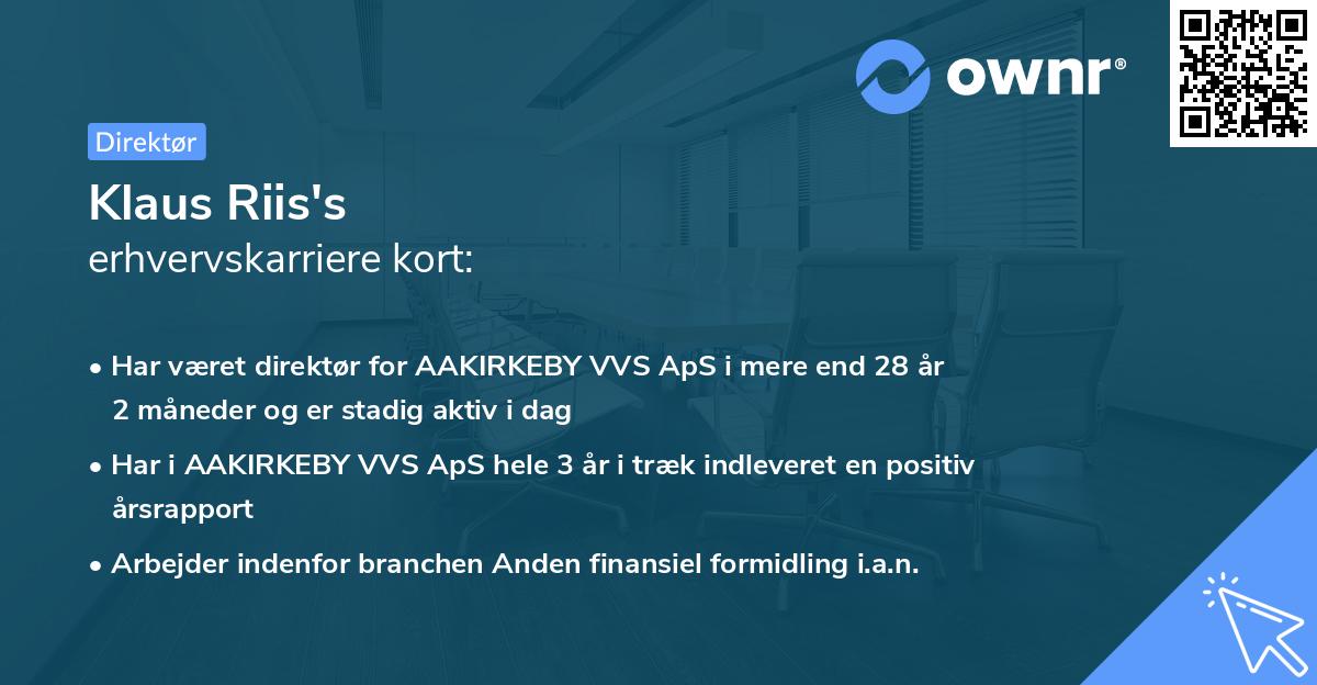 Klaus Riis's erhvervskarriere kort