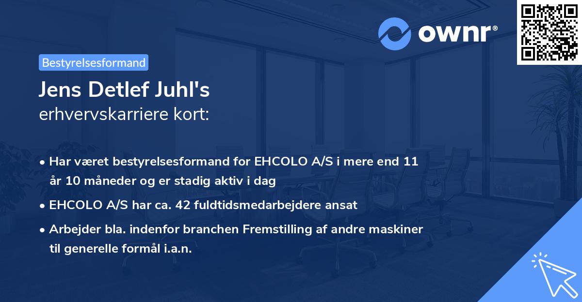 Jens Detlef Juhl's erhvervskarriere kort