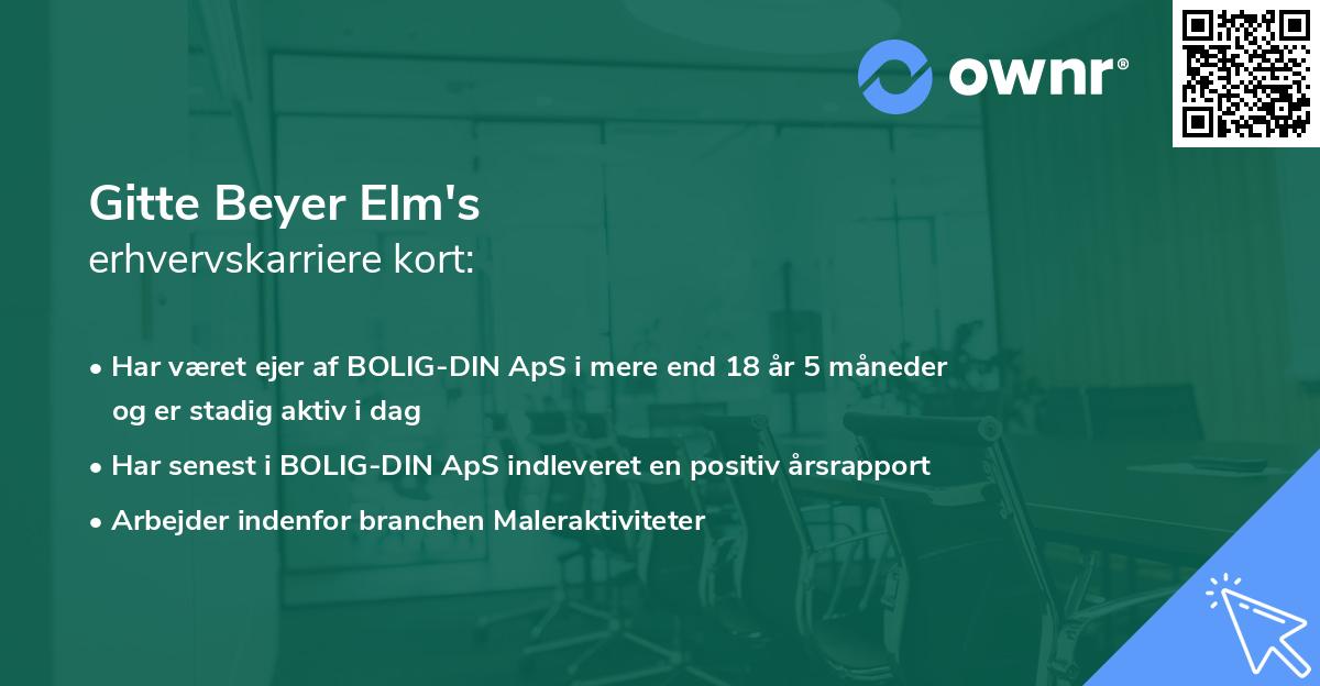 Gitte Beyer Elm's erhvervskarriere kort