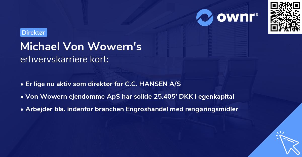 Michael Von Wowern's erhvervskarriere kort