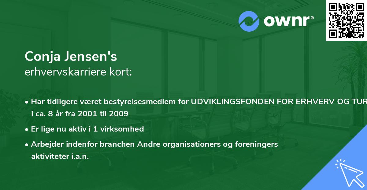 Conja Jensen's erhvervskarriere kort