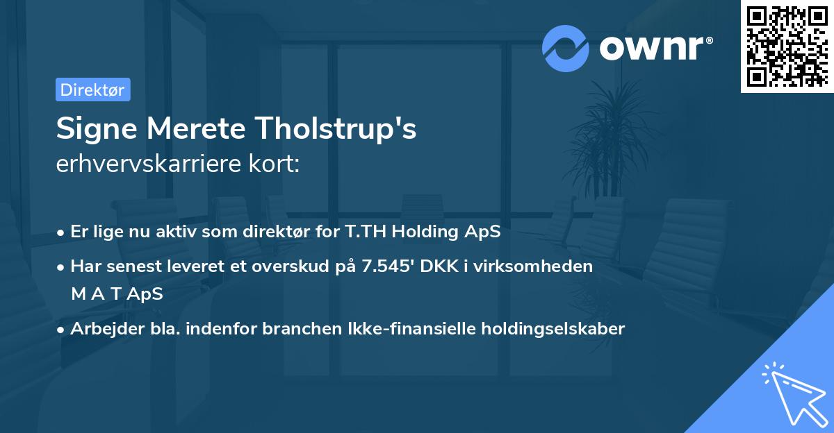 Signe Merete Tholstrup's erhvervskarriere kort