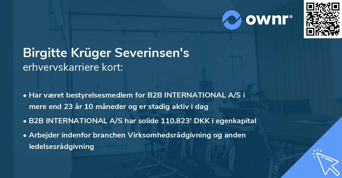 Birgitte Krüger Severinsen's erhvervskarriere kort