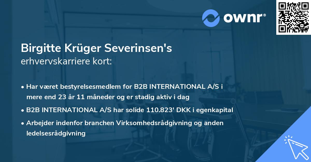 Birgitte Krüger Severinsen's erhvervskarriere kort