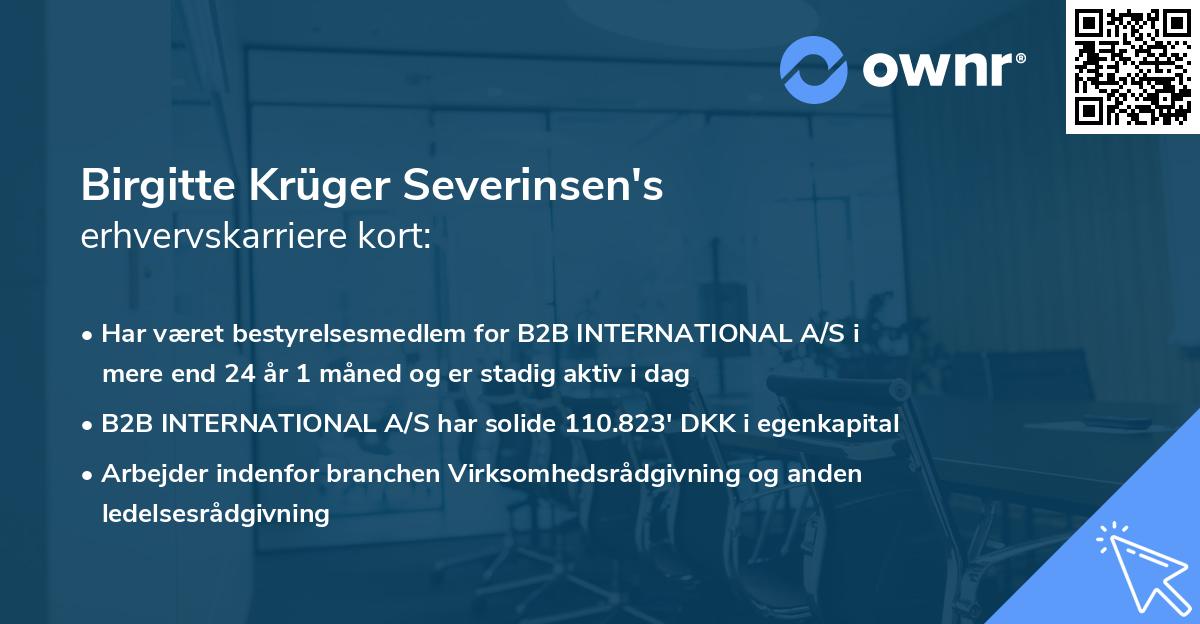 Birgitte Krüger Severinsen's erhvervskarriere kort