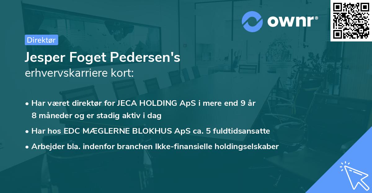 Jesper Foget Pedersen's erhvervskarriere kort