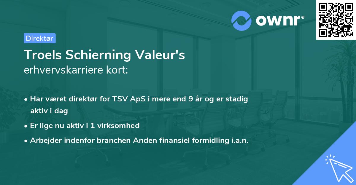 Troels Schierning Valeur's erhvervskarriere kort