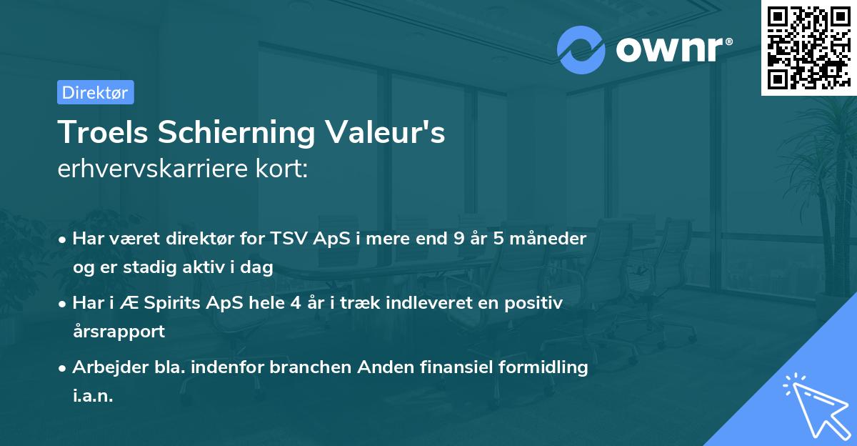 Troels Schierning Valeur's erhvervskarriere kort