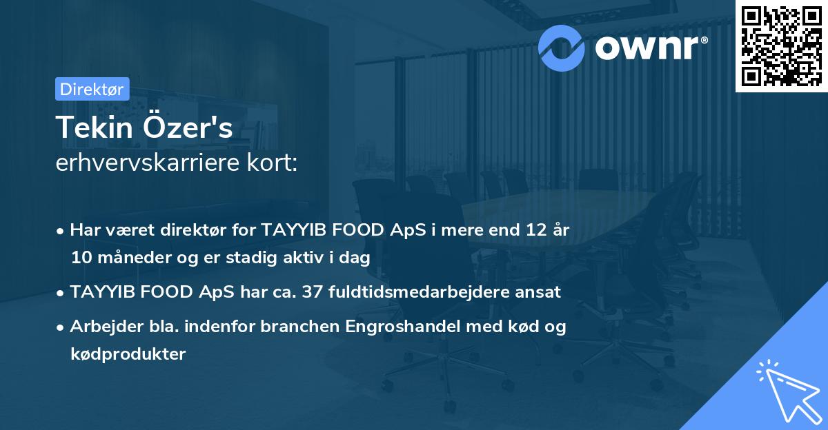 Tekin Özer's erhvervskarriere kort