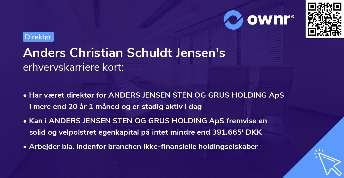 Anders Christian Schuldt Jensen's erhvervskarriere kort