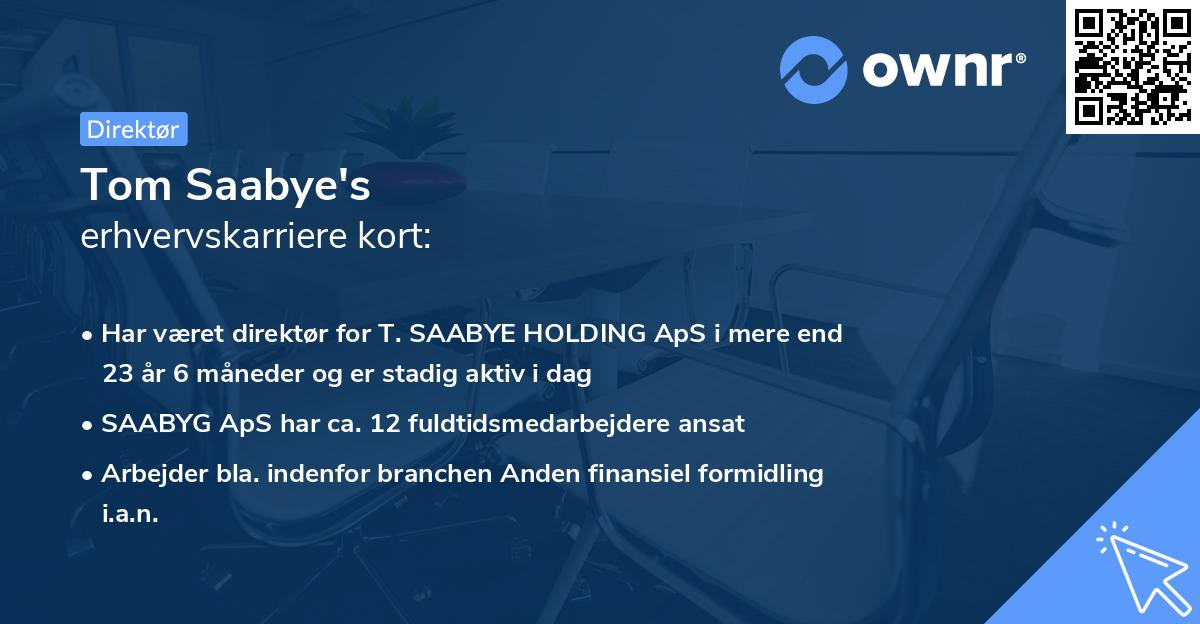 Tom Saabye's erhvervskarriere kort