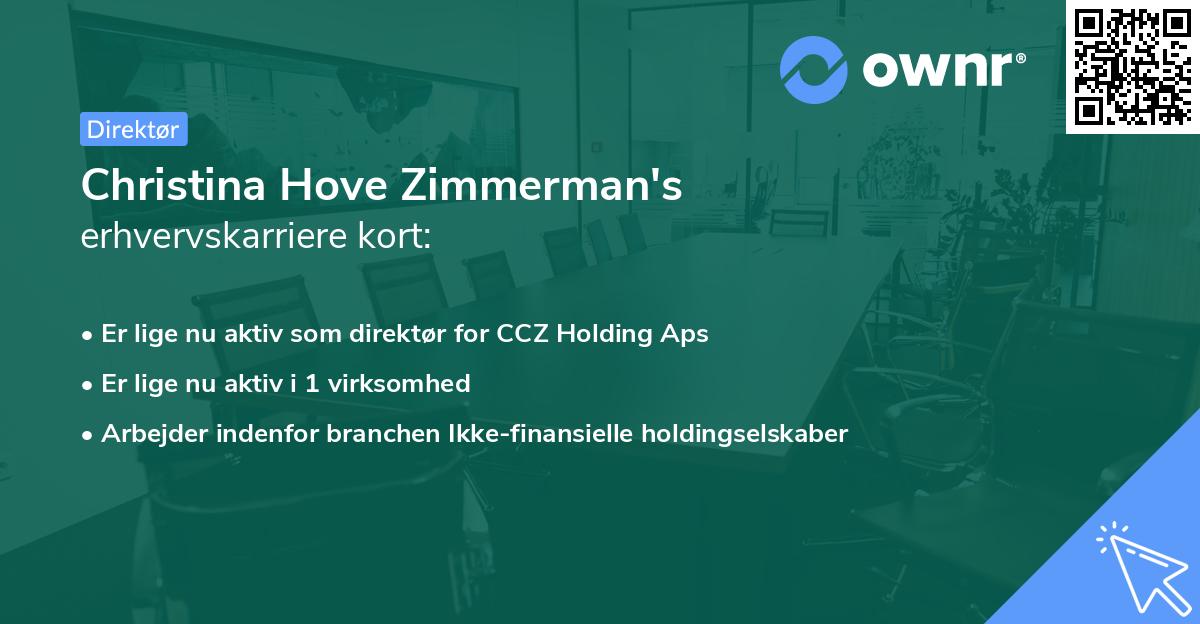 Christina Hove Zimmerman's erhvervskarriere kort