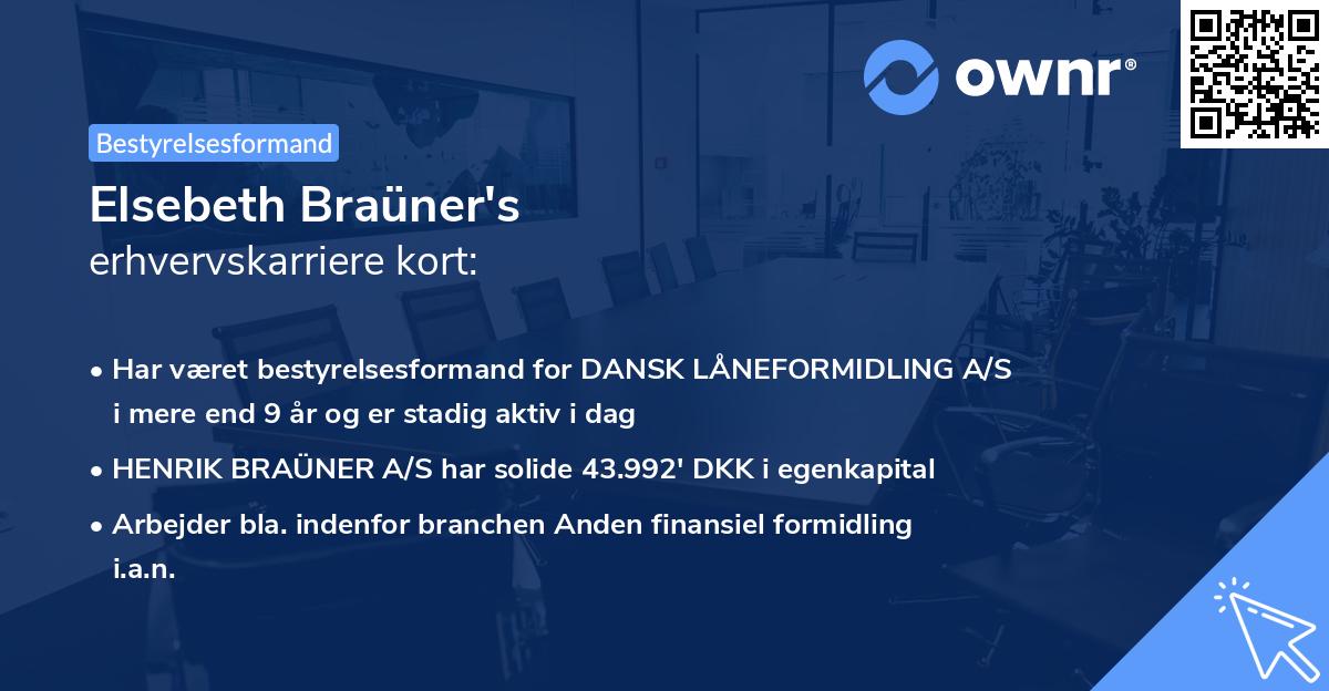 Elsebeth Braüner's erhvervskarriere kort