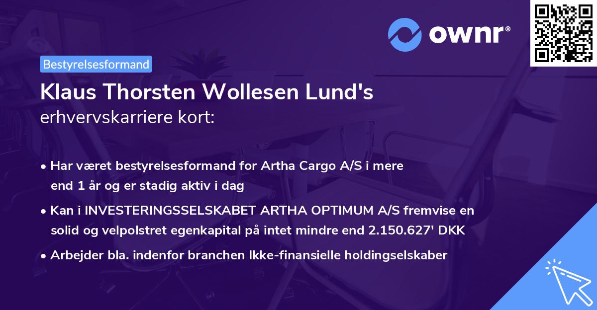 Klaus Thorsten Wollesen Lund's erhvervskarriere kort