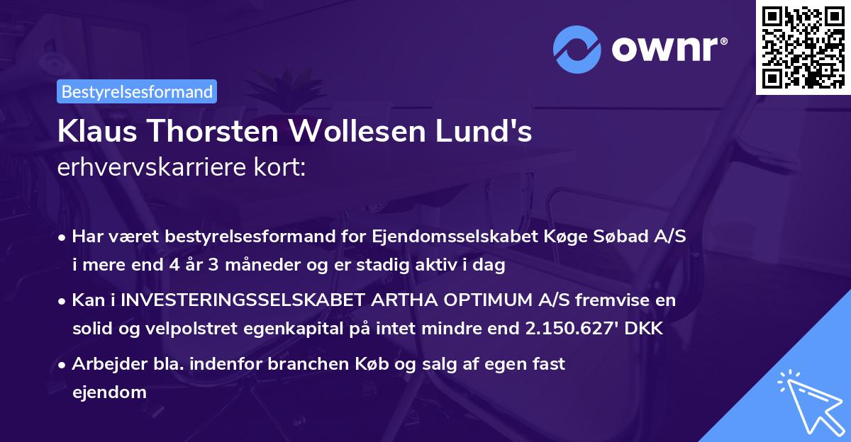 Klaus Thorsten Wollesen Lund's erhvervskarriere kort