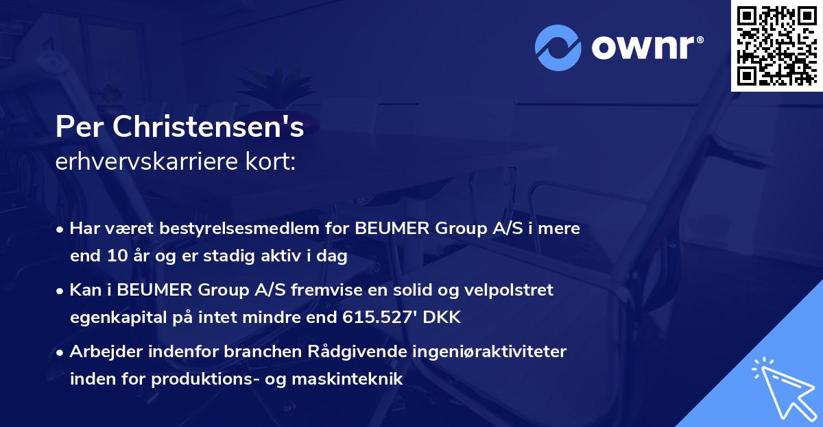Per Christensen's erhvervskarriere kort