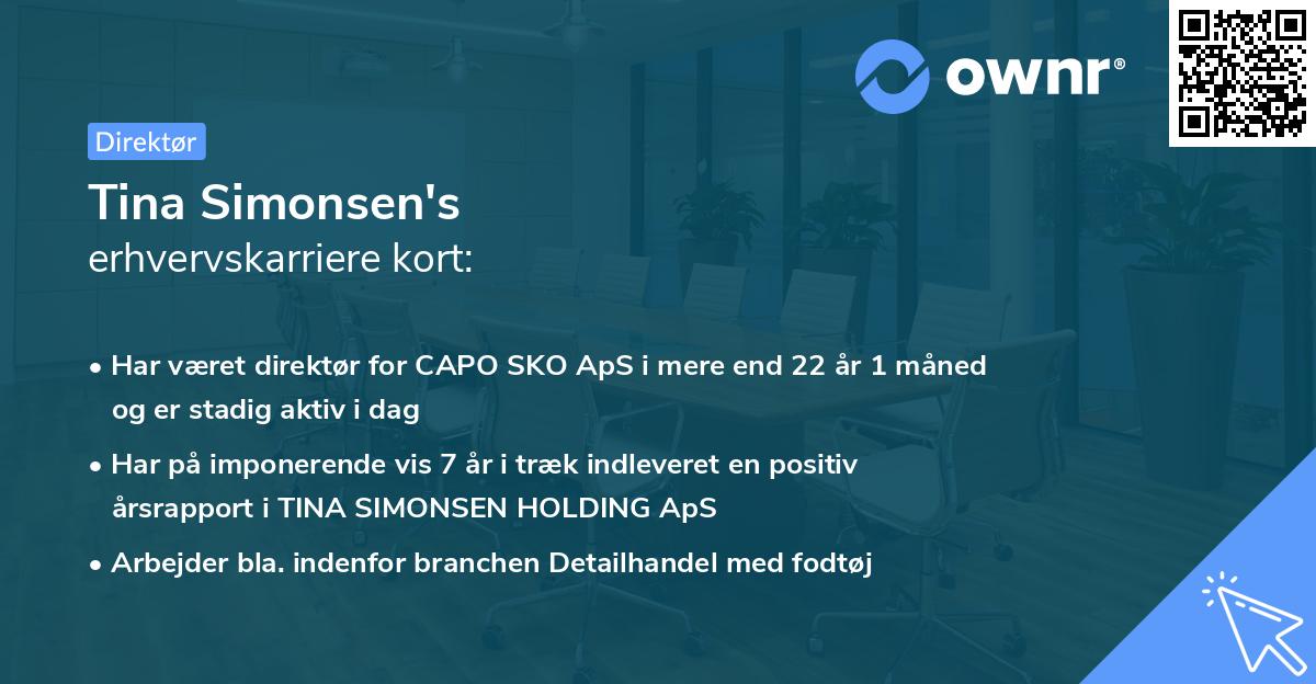 Tina Simonsen's erhvervskarriere kort