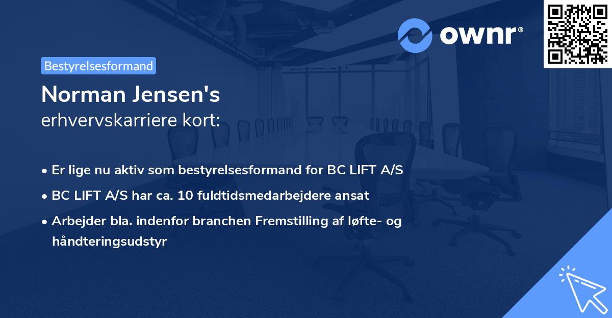 Norman Jensen's erhvervskarriere kort