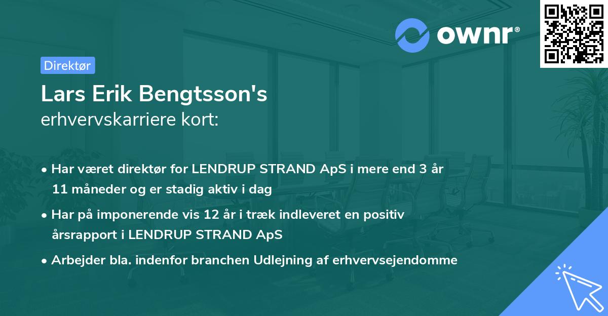 Lars Erik Bengtsson's erhvervskarriere kort