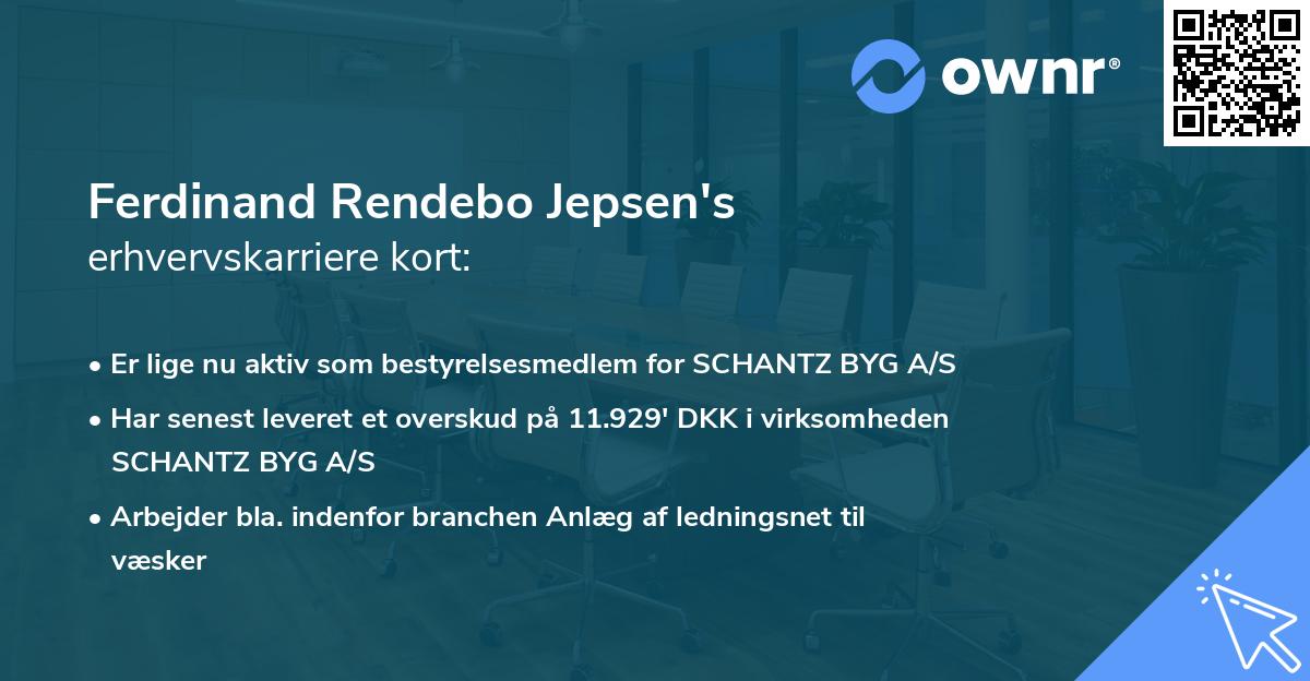 Ferdinand Rendebo Jepsen's erhvervskarriere kort
