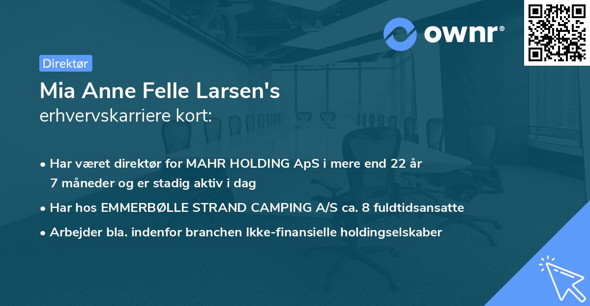 Mia Anne Felle Larsen's erhvervskarriere kort