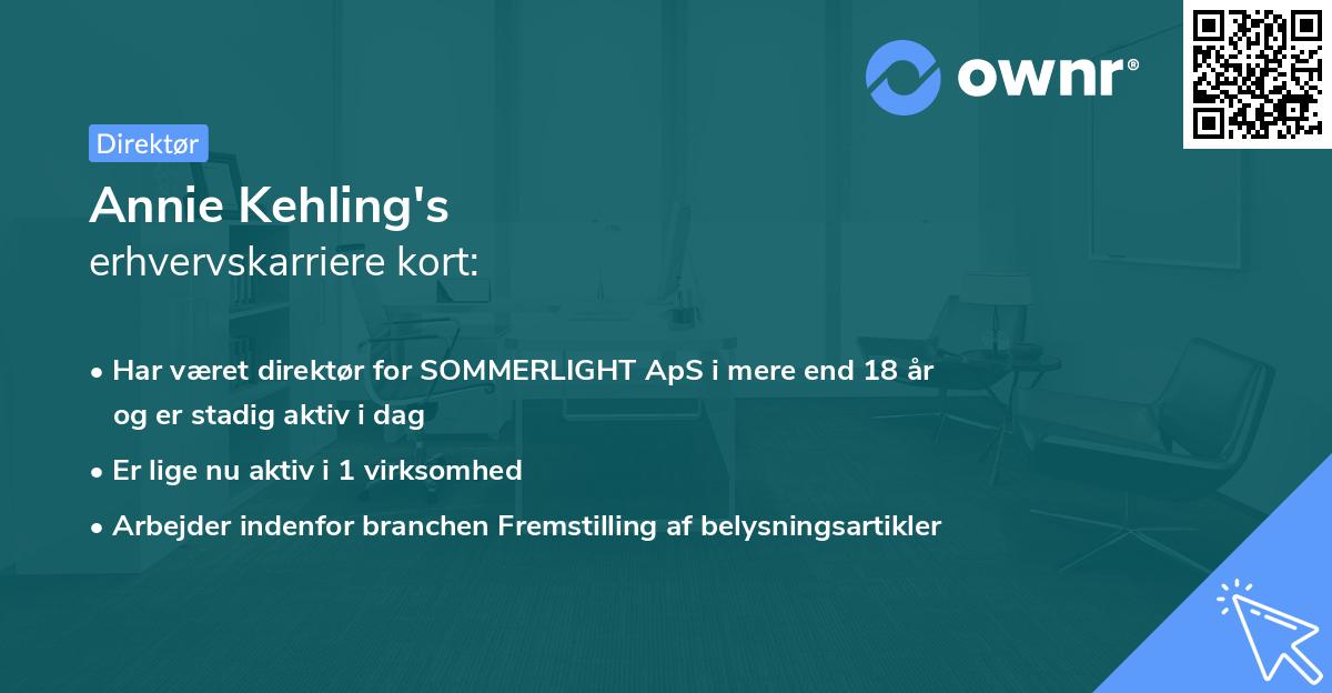 Annie Kehling's erhvervskarriere kort