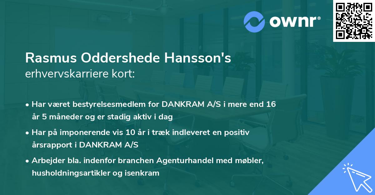 Rasmus Oddershede Hansson's erhvervskarriere kort
