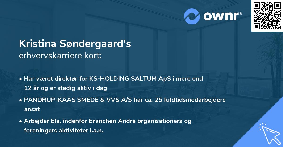 Kristina Søndergaard's erhvervskarriere kort