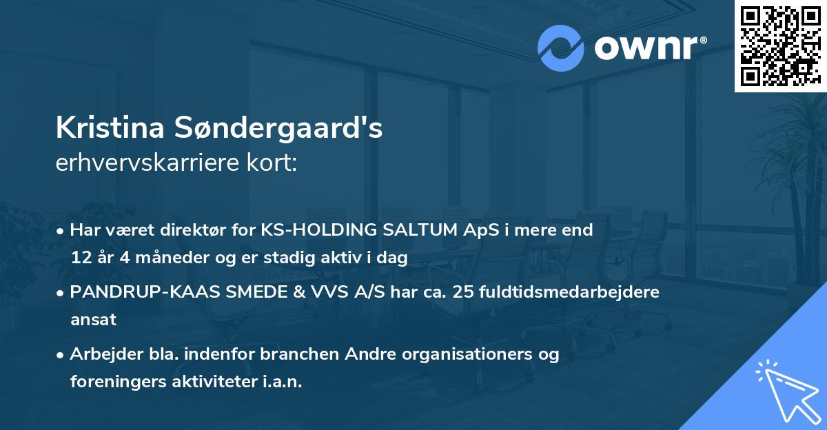 Kristina Søndergaard's erhvervskarriere kort