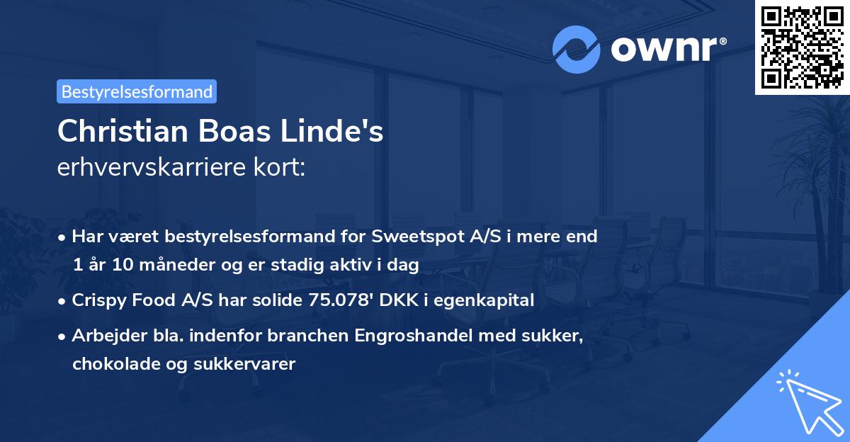 Christian Boas Linde's erhvervskarriere kort