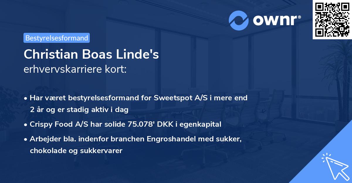 Christian Boas Linde's erhvervskarriere kort