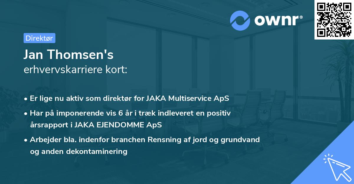 Jan Thomsen's erhvervskarriere kort
