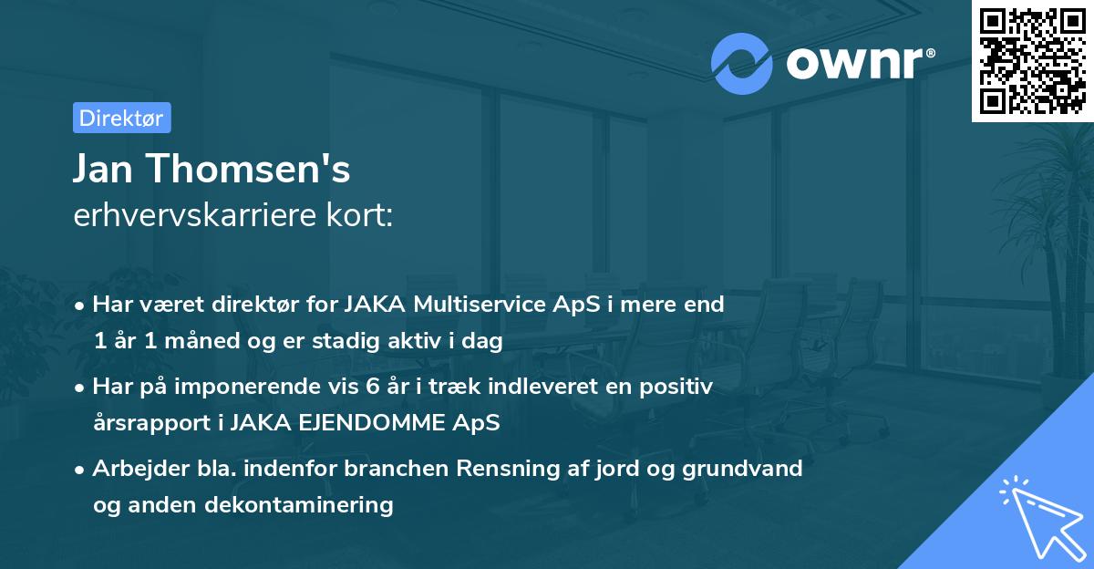 Jan Thomsen's erhvervskarriere kort