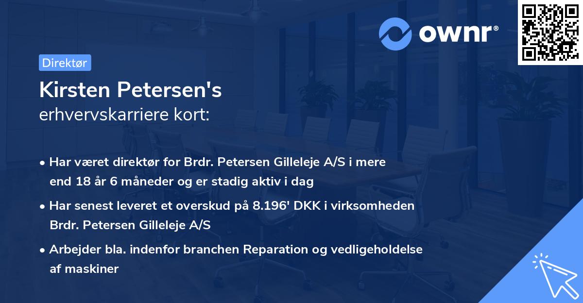 Kirsten Petersen's erhvervskarriere kort