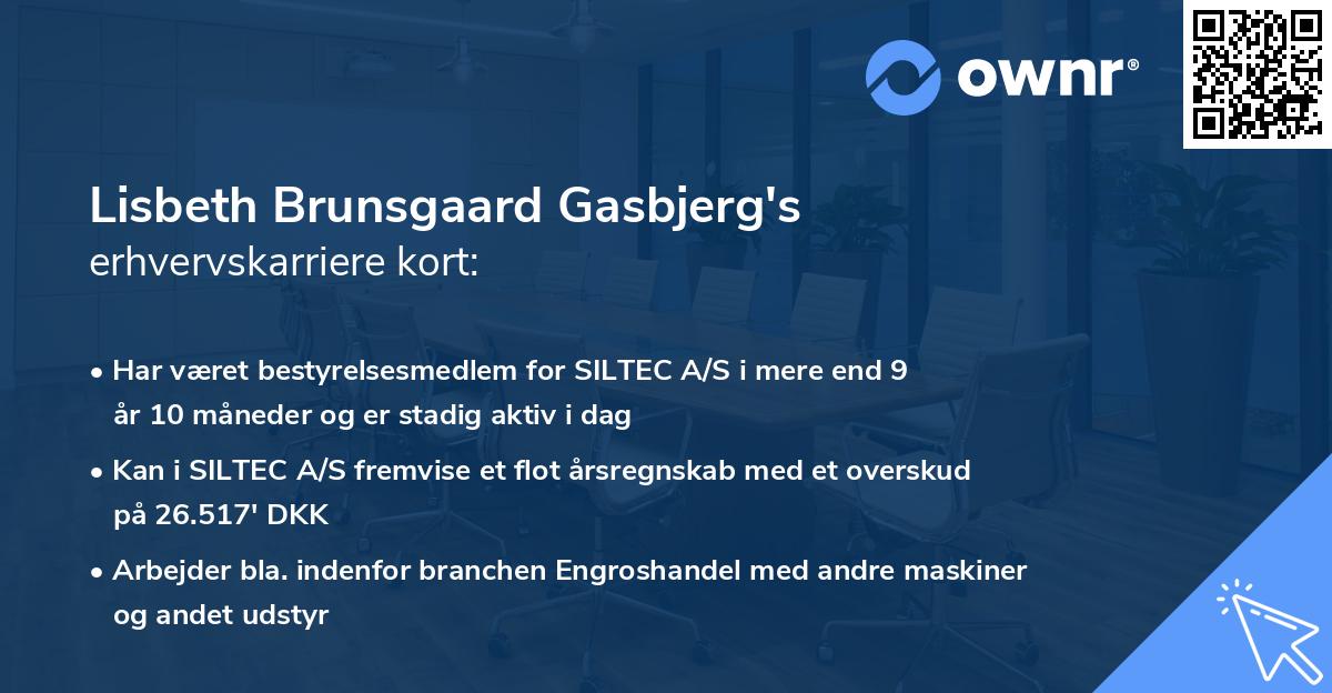 Lisbeth Brunsgaard Gasbjerg's erhvervskarriere kort
