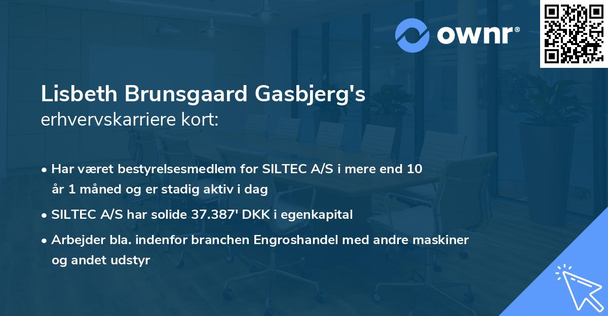 Lisbeth Brunsgaard Gasbjerg's erhvervskarriere kort