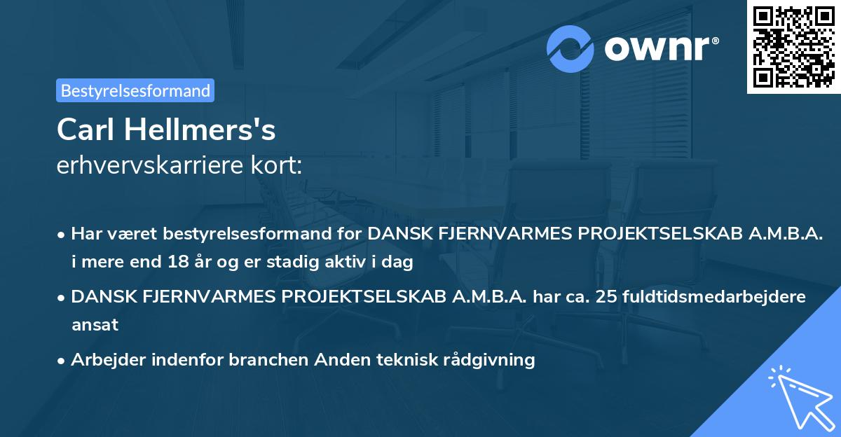 Carl Hellmers's erhvervskarriere kort