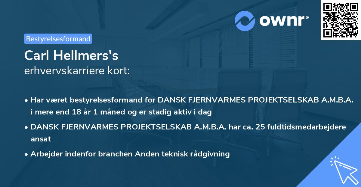 Carl Hellmers's erhvervskarriere kort