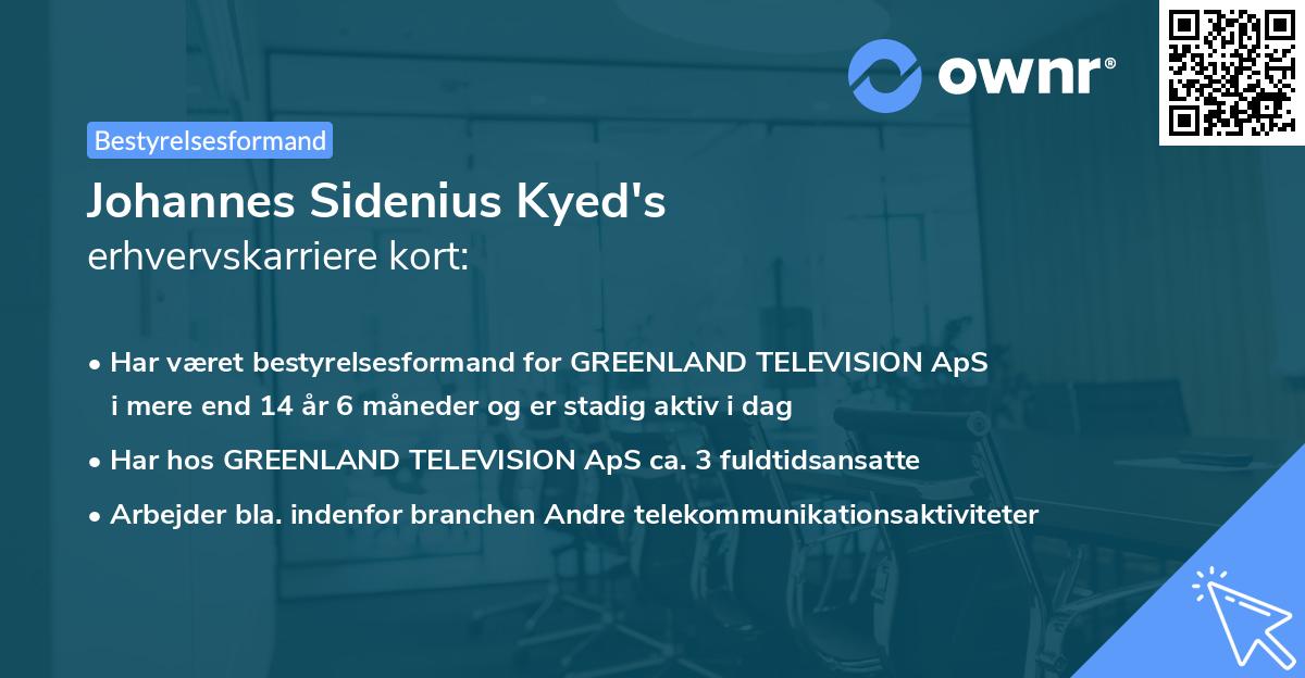 Johannes Sidenius Kyed's erhvervskarriere kort