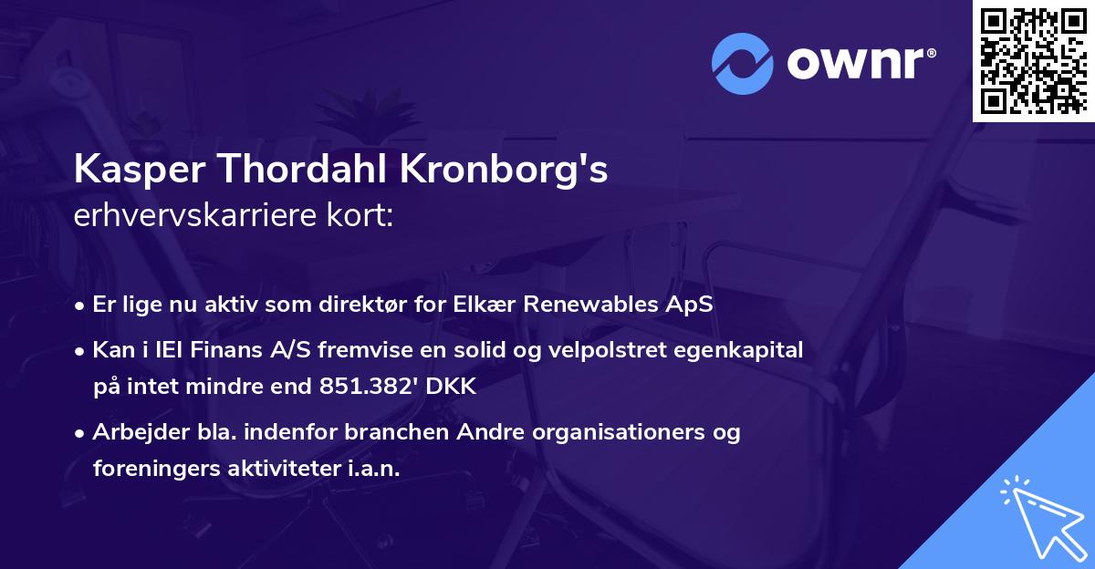 Kasper Thordahl Kronborg's erhvervskarriere kort