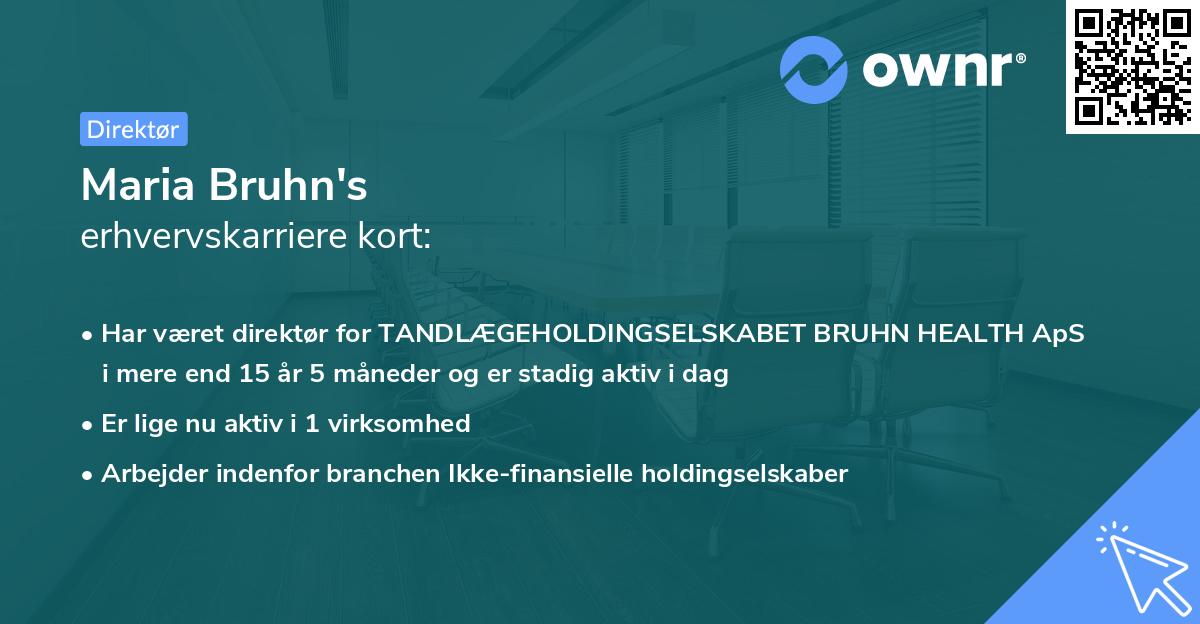Maria Bruhn's erhvervskarriere kort