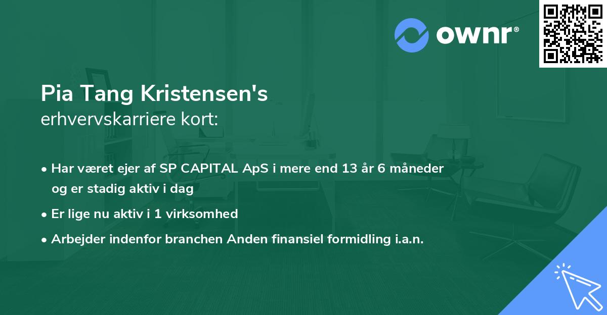 Pia Tang Kristensen's erhvervskarriere kort