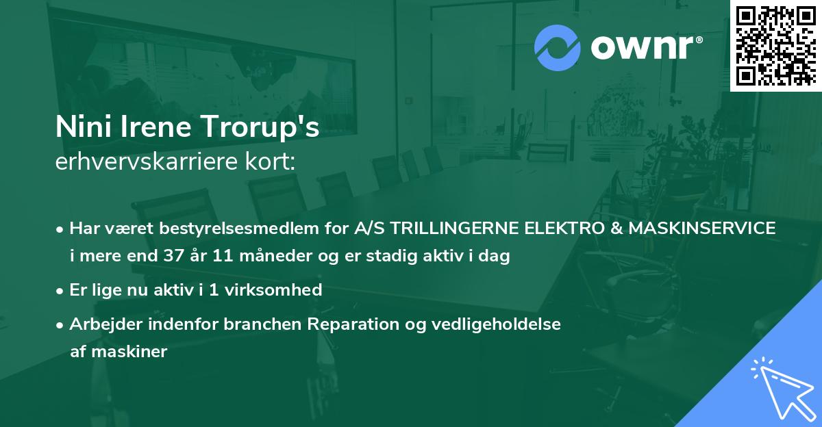 Nini Irene Trorup's erhvervskarriere kort