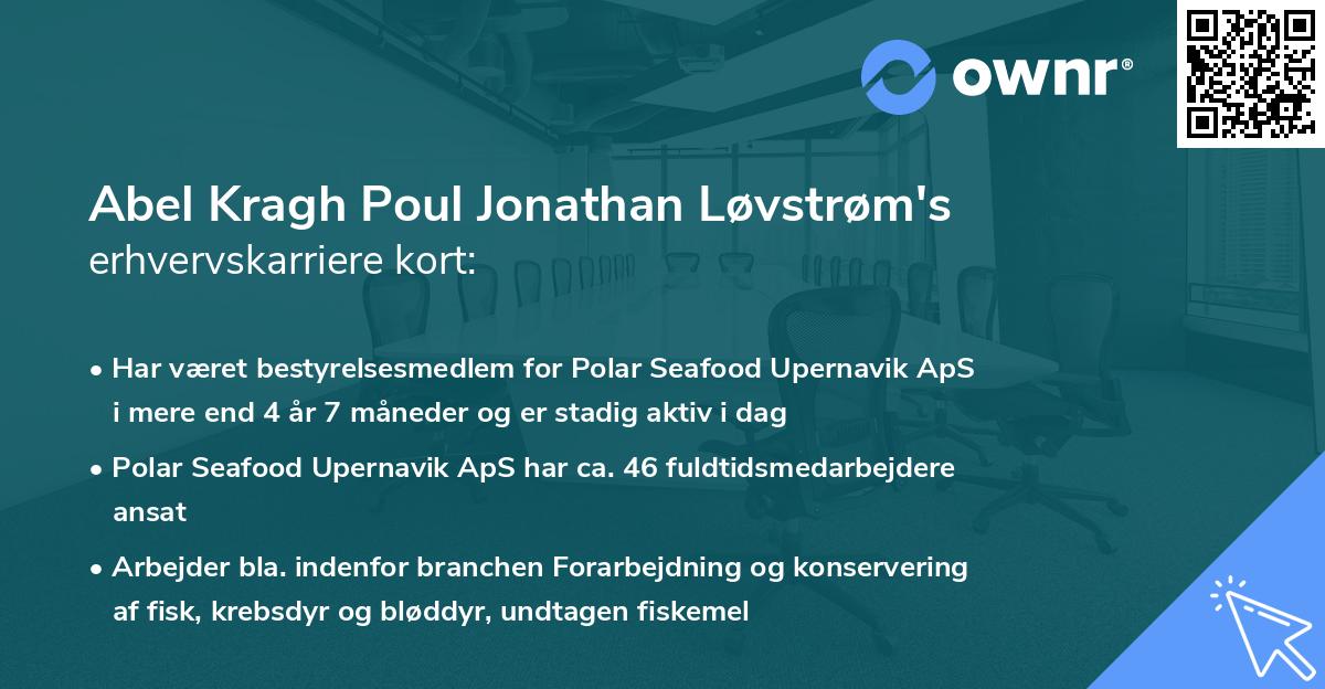 Abel Kragh Poul Jonathan Løvstrøm's erhvervskarriere kort