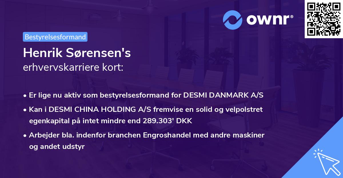 Henrik Sørensen's erhvervskarriere kort