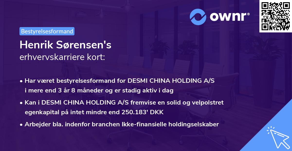 Henrik Sørensen's erhvervskarriere kort