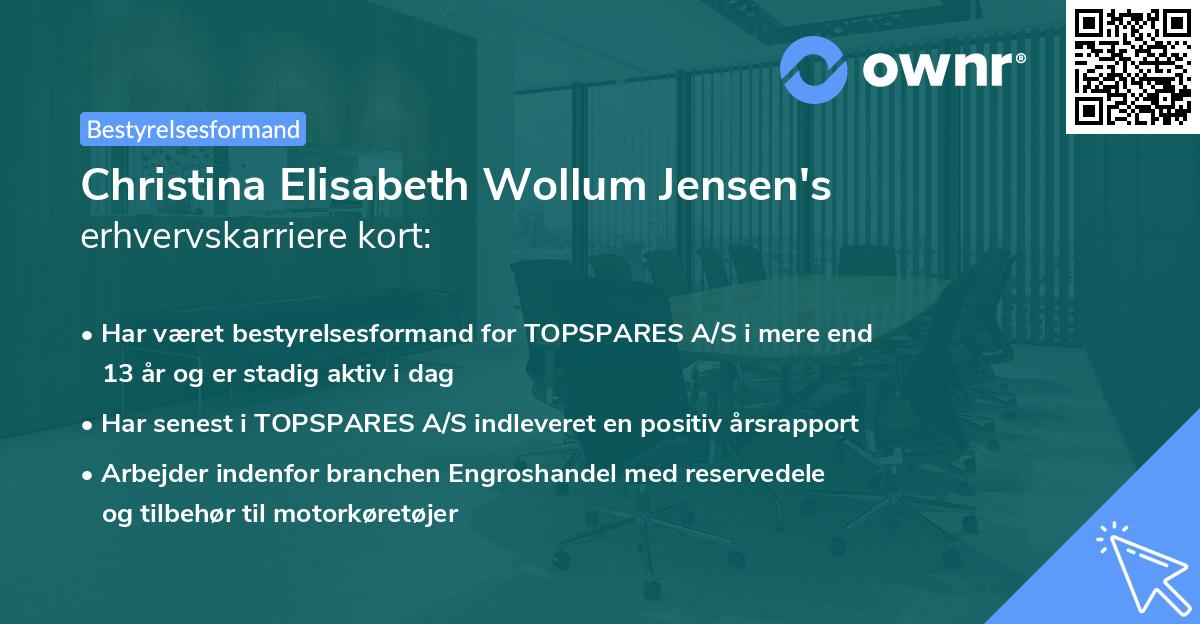 Christina Elisabeth Wollum Jensen's erhvervskarriere kort